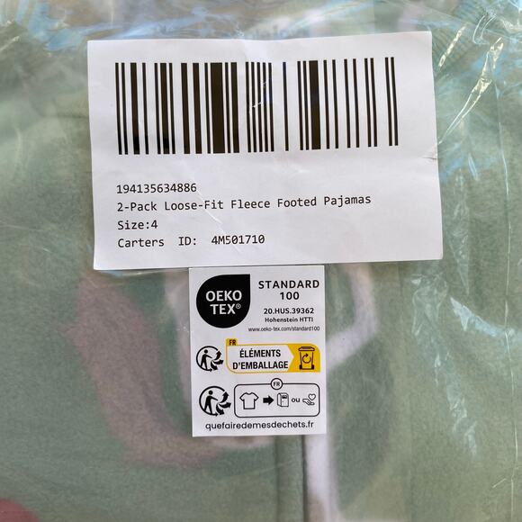 Simple Joys by Carter's Girls 2-Pack Loose-Fit Fleece Footed Pajamas Size 4 - Picture 6 of 10